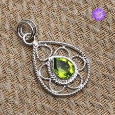 Handmade Peridot Gemstone 925 Sterling Pendant Silver Jewelry Pendant For Gift