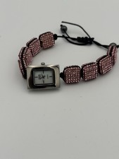 Eton quartz ladies wristwatch, band embellished with pink crystals, new battery