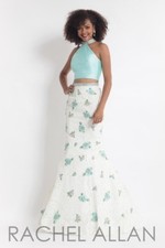 Rachel Allan 6050 Mint White Stunning Gala Gown Dress sz 0