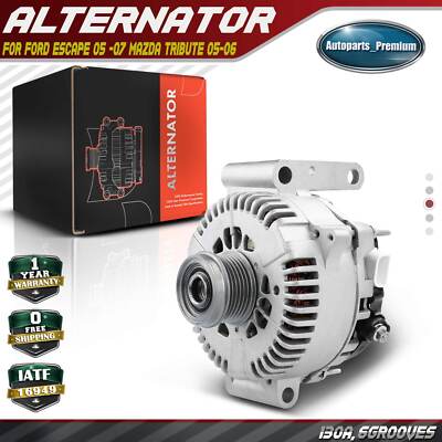Alternator for Ford Escape 2005-2007 Mazda Tribute 130A 12V CW 6-Groove Clutch