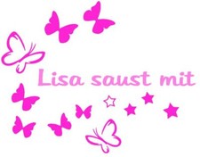 Babyaufkleber mit Schmetterlinge Wunschtext Wunschname Auto Aufkleber Türen 118