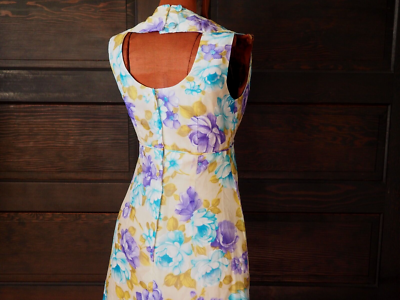 VTG 60s 70s Darina Hawaii Blue Mod Chiffon Formal Open Back Gown Dress Sz  S/M | eBay