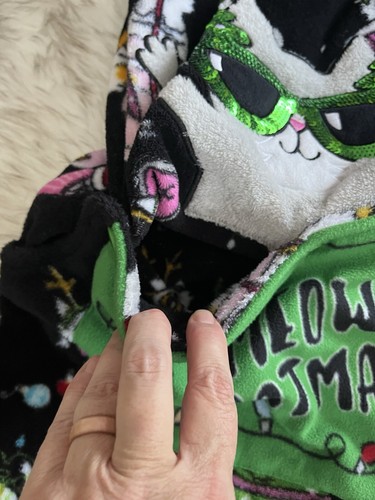 Secret Treasures Meowy Catmas XS 0-2 Adult One Piece Christmas Fleece Pajamas - Picture 8 of 11
