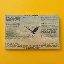 Vintage Linen Postcard Hell in Arizona Poem Arizona a Paradise Made In USA
