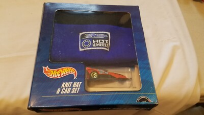 #ad 2000 Blue Hot Wheels Knit Hat amp; Die Cast Car Set New in Box $14.43
