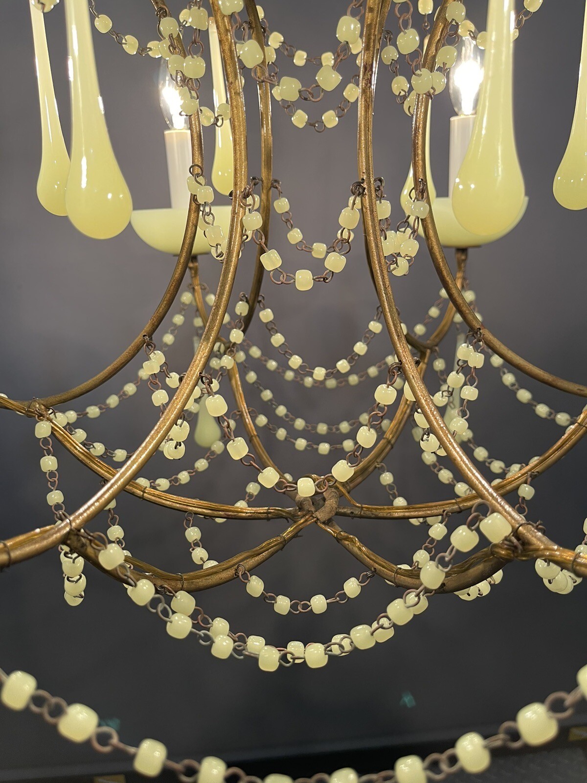 SPECTACULAR OLD ITALIAN MACARONI OPALINE MURANO GLASS CHANDELIER eBay