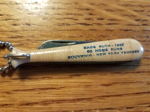 Babe Ruth 1927 Souvenir Pocket Knife w Key Chain - 60 Home Runs Yankees ...