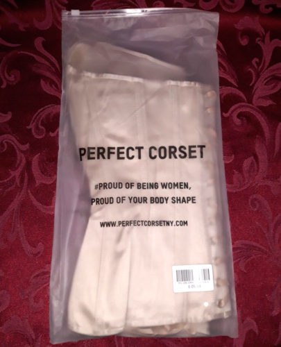 PERFECT CORSET NY Grace Satin Corset Beige Size Small Lace Up Back Girdle NWT - Afbeelding 1 van 8