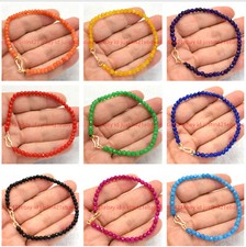 Faceted 4mm Multicolor Round Gemstone Beads Bracelet 7.5"