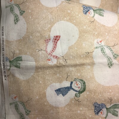 3 Yards Scattered Snowmen On Tan Susie Rose What s New For Springs Industries