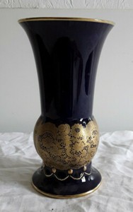 Porzellan Vase Kobaltblau gold Hutschenreuther Hohenberg Germany Art