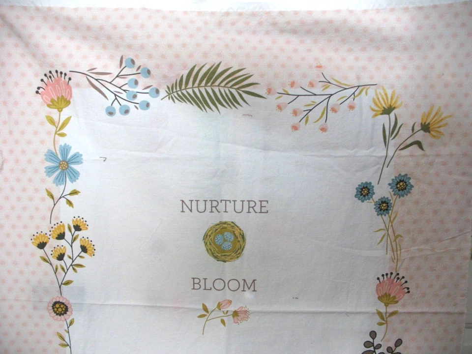 Poppie Cotton WANDERINGS FABRIC PANEL Baby Quilt top 36x45" Nurture bloom grow - Image 4 of 4