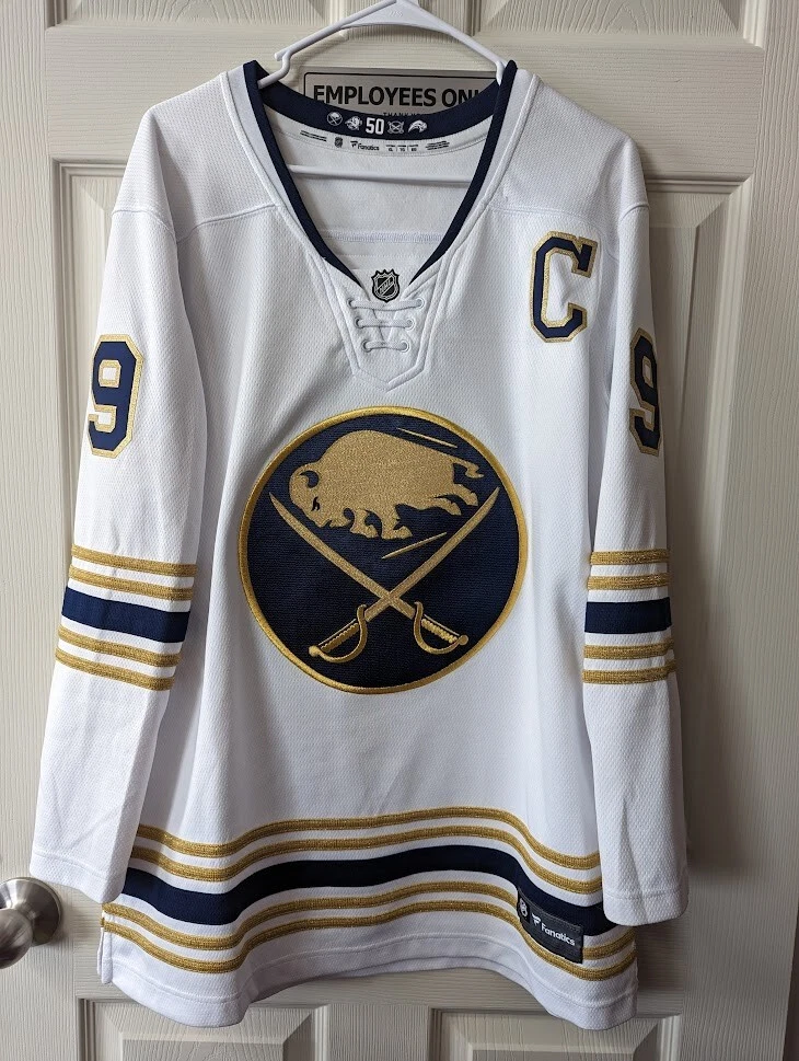 Jack Eichel #9, Buffalo Sabres 50th Anniversary Jersey Size 50 2XL Gold