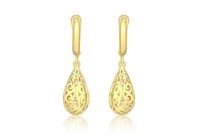 9ct Yellow Gold Teardrop Filigree Design Drop Leverback Earrings Gift Boxed 9ct Yellow Gold Teardrop Filigree Design Drop Leverback Earrings Gift Boxed