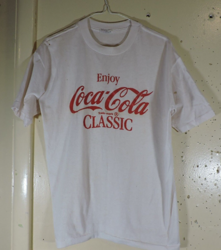 Vintage Single Stitch Coca Cola Classic Coke T-Shirt Sz Large L Print/White T - 第 1/10 張圖片