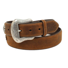 Nocona Men's Lace Arrow Concho Tab Brown Leather Belt N2441644