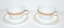 Vtg 70's Corelle Corning Livingware Butterfly Gold Coffee Tea Cups Mug & saucers