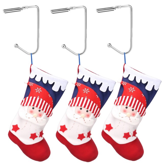 Iron 8 Christmas Stocking Winter Fireplace Mantel Hook Mantle