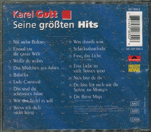 KAREL GOTT "Seine größten Hits" Best Of CD-Album - Imagen 2 de 2