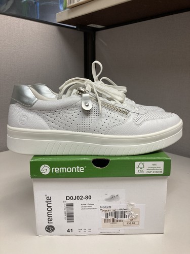 Remonte Women's Kendra 02 White Leather Sneaker Size 41 Brand new