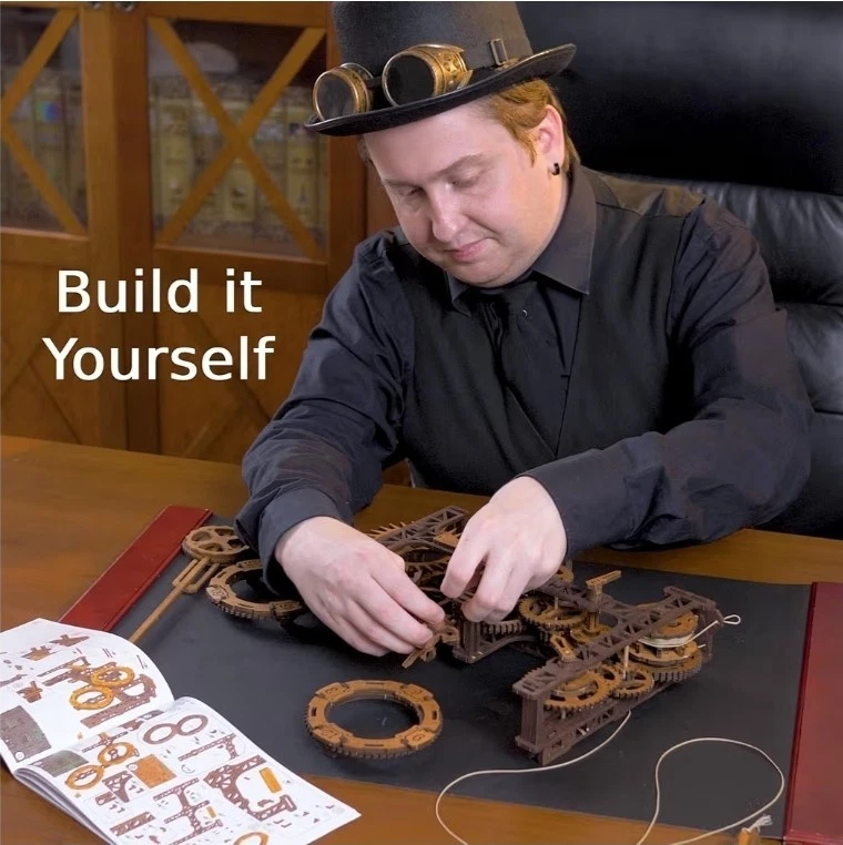 WOODEN.CITY Steampunk Gearworks - Orologio puzzle 3D in legno, kit fai da te,... - Immagine 4 di 4