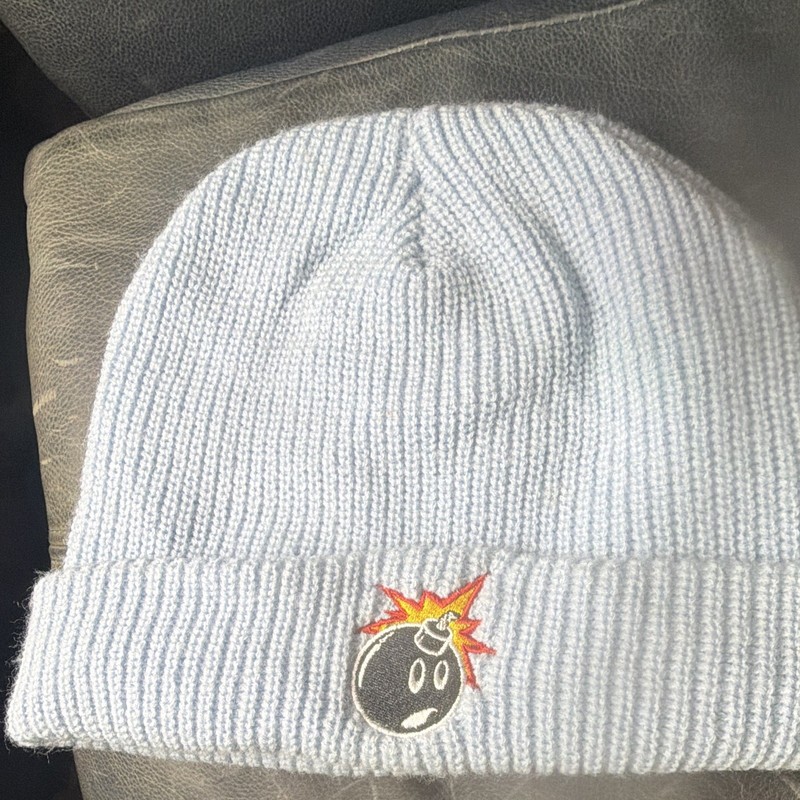 The Hundreds Adam Bomb Logo Beanie Light Blue One Size Stretch Solid Casual