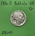 1916-D Buffalo 🦬 Indian Head Nickel 5c Good
