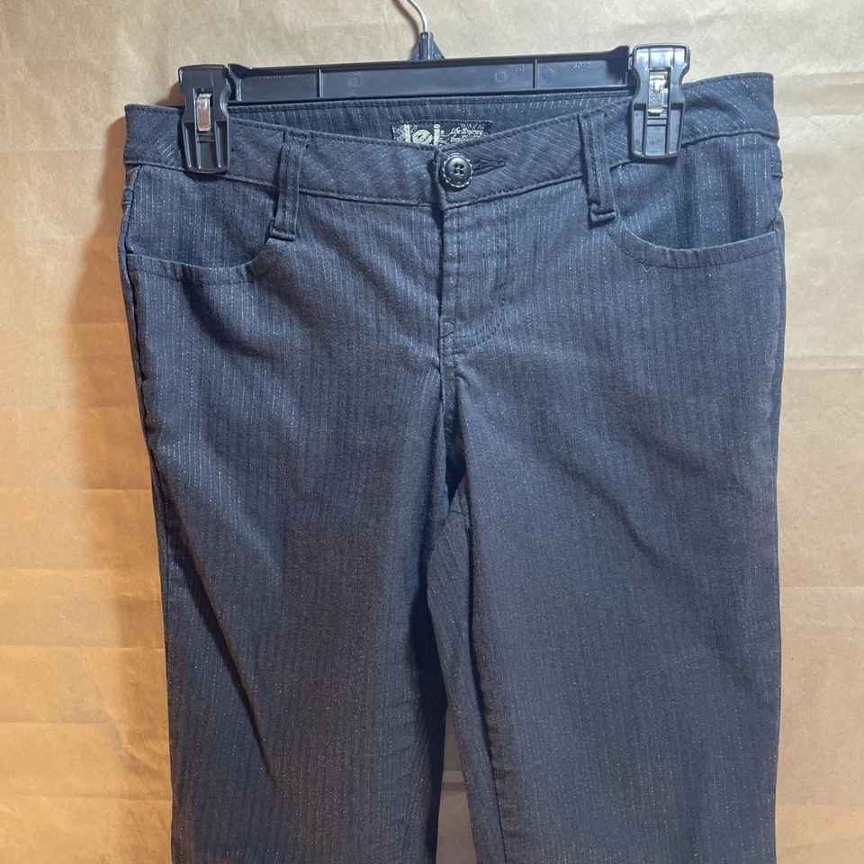 Pantalones acampanados LEI vintage para mujer negros a rayas mezcla de algodón elástico talla 5 Foto 2 de 4