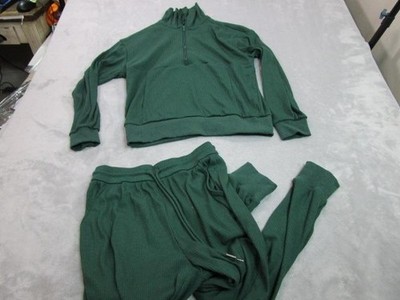 PrettyGarden Sweatsuit Set Womens Small Green 2 Piece Ribbed 1/4 Zip Lounge