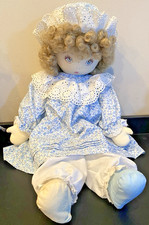 Doll by Pauline Bjonness Jacobsen Cloth Doll Blonde Curls Blue Eyes, GUC Vintage