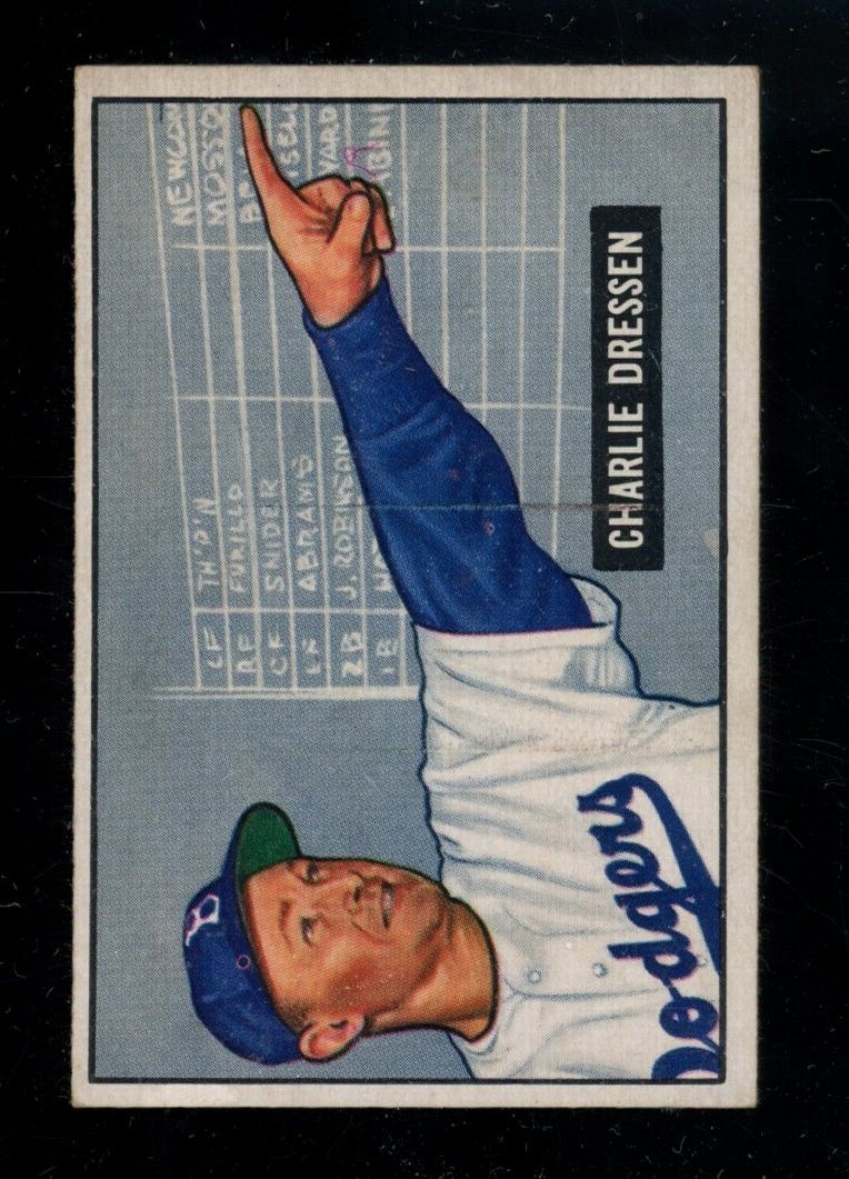 1951 Bowman #259 Charlie Dressen Dodgers Lt. Back Wrinkle VG+ LOOK! SL