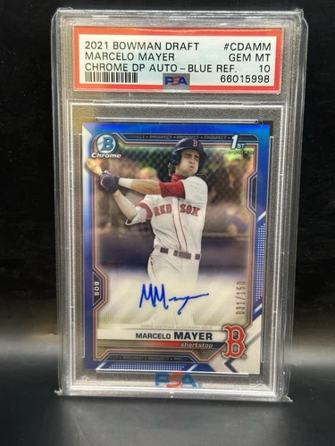 MARCELO MAYER 2021 BOWMAN 1st RC AUTO BLUE REFRACTOR/150 PSA 10 GEM MINT!!🔥