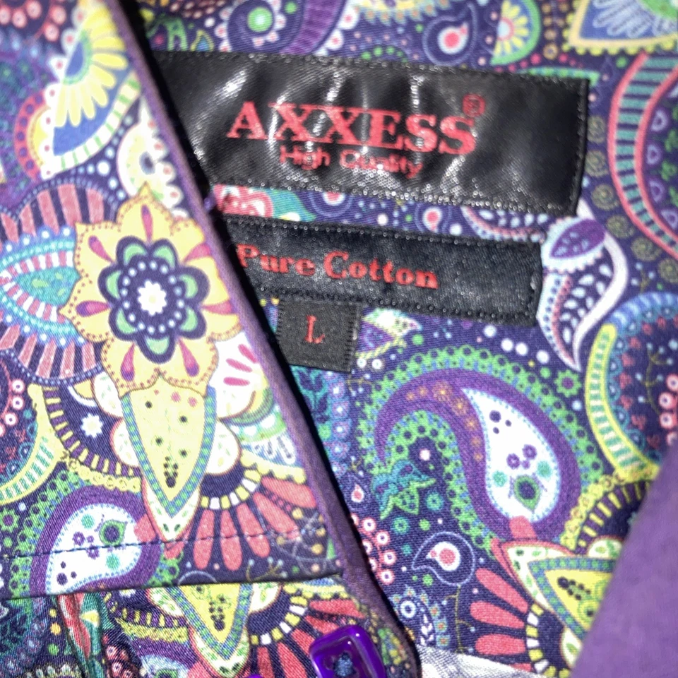 Camisa Axxess Para Hombre L Paisley Flora Manga Larga Vestido Abotonado Foto 2 de 4
