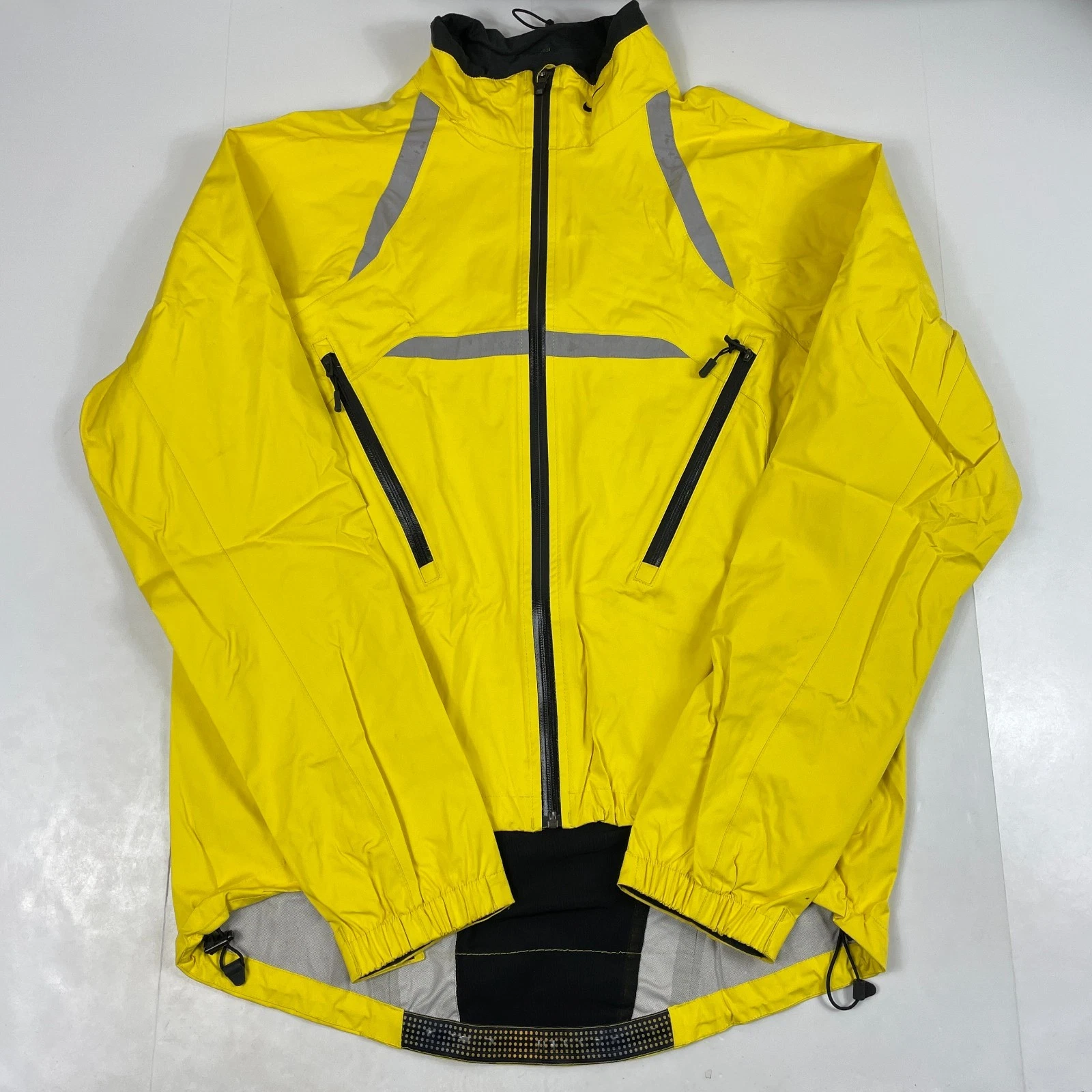 Nike Jacket Men Large Yellow Storm Fit Rain Full Zip Waterproof Cycling Trekking