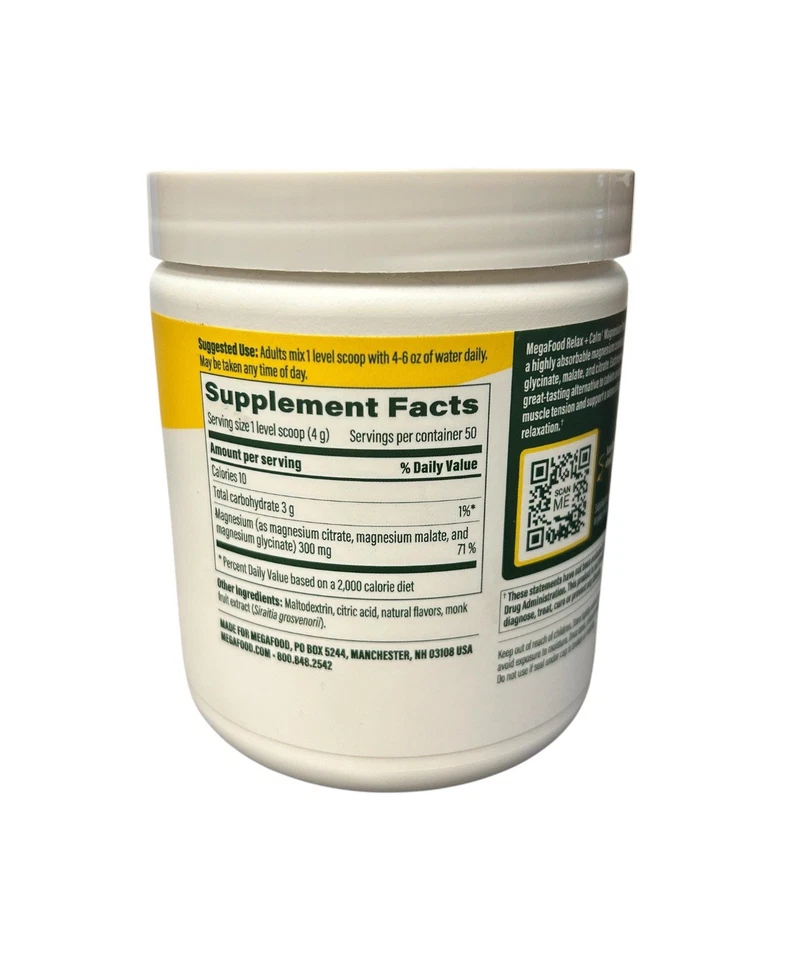 MegaFood Relax Calm Suplemento de Magnesio Limonada Frambuesa, 50 Porciones Foto 2 de 4