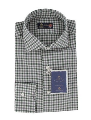 $600 Luigi Borrelli Dark Green Check Shirt - Extra Slim - (LB1227246)