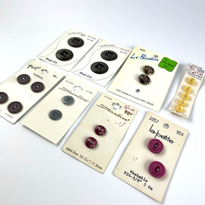 Lot of 8 Full Cards Vintage Buttons, Assorted Brands Free Shipping
