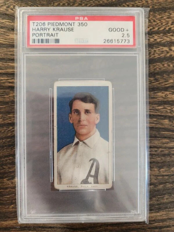 1909 T206 HARRY KRAUSE GOOD+ PORTRAIT PIEDMONT 350 PSA 2.5 ATHLETICS