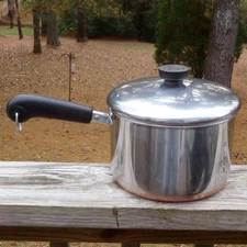 Vintage Mid Century REVERE WARE Copper Clad Tall 3 Quart SAUCE PAN W/Lid VGUC