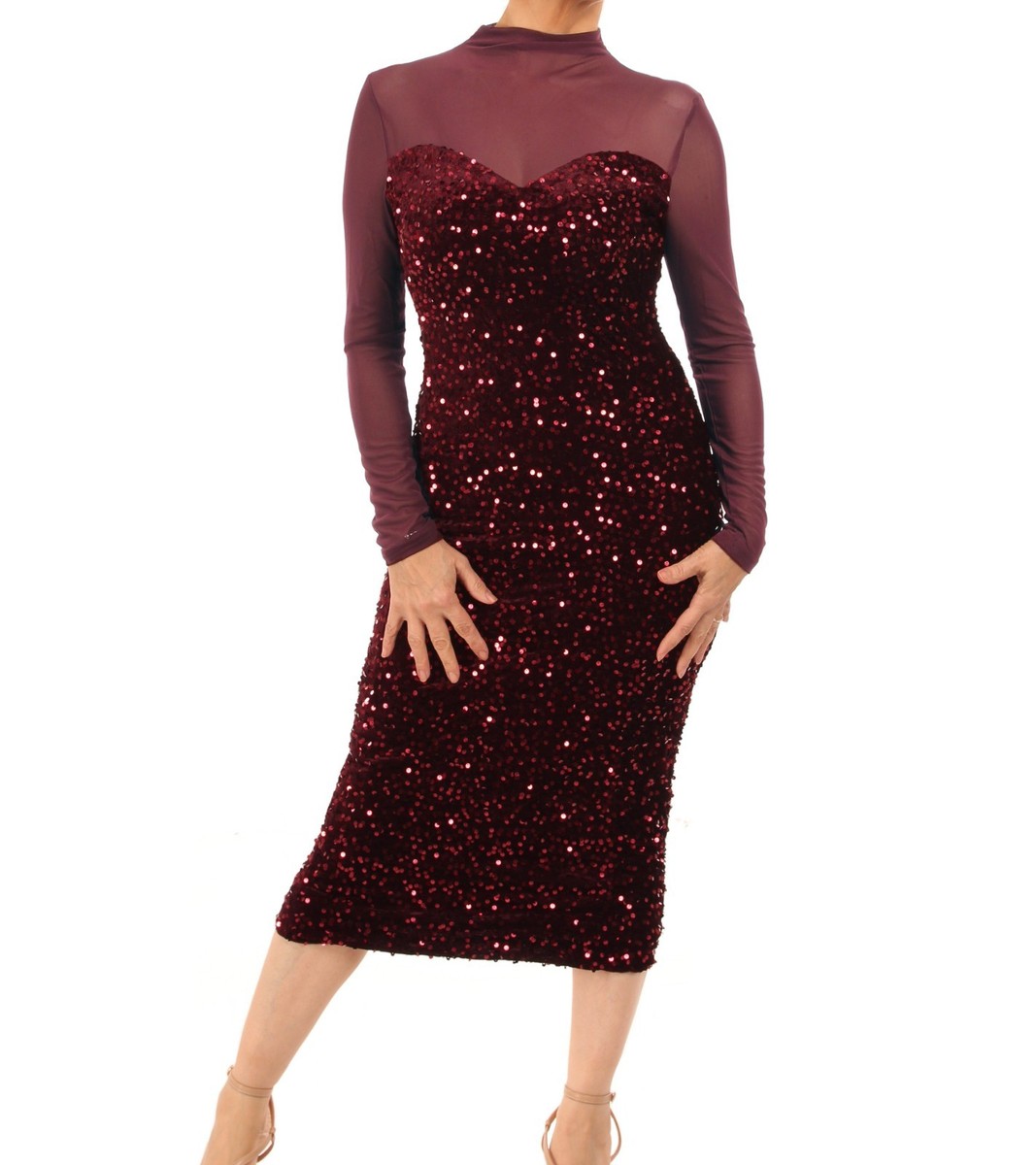 velvet sequin midi dress Jazzy Velvet Sequin Midi Dress Small / Black/Silver