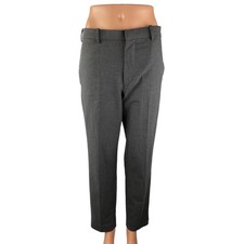 Uniqlo Men's Gray High Rise Slim Fit Straight Leg Trousers Dress Pants Size M