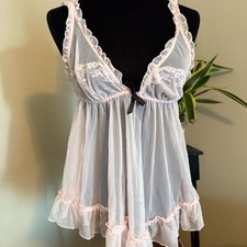 NWT Victoria Secret Dreamy pastel pink sheer babydoll with matching thong