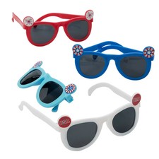 Kids Patriotic Fun Red, White  Blue Icon Sunglasses - 5", 12 Pcs