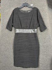 Adrianna Papell Midi Sheath Dress Womens Size 10 Black 3/4 Sleeve Party Cocktail