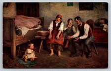 FR. EJSMOND "Happy Home" Family Art Postcard Prague Minerva c1910s