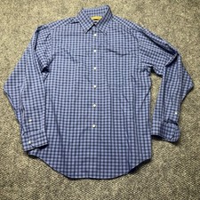 Gold Label Mens Size M Long Sleeve Button Up Shirt Non Iron Roundtree Yorke Blue