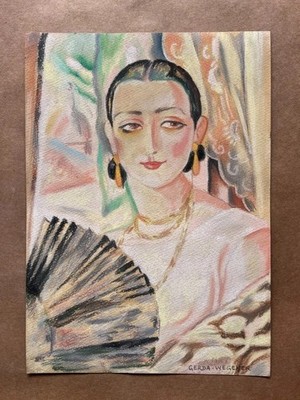 Gerda Wegener Zeichnung auf Papier (Handarbeit) signiert und gestempelt Misch...