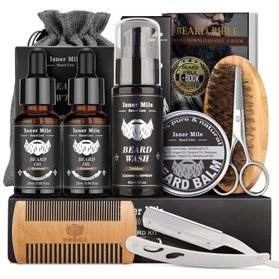 Complete Beard Grooming Kit for Men   Beard Care Set with Oil, Balm, Wash, Brush