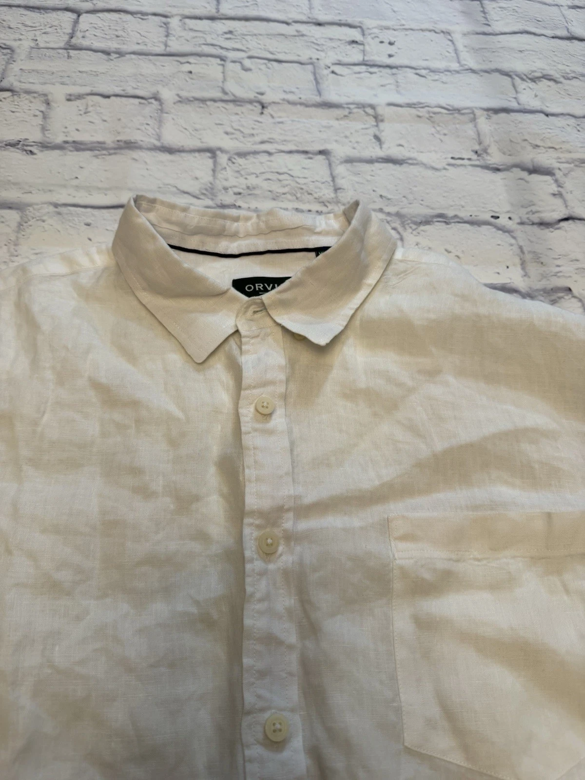 Orvis XXL 100% Linen Shirt, White Button Down, Classic Fit, Long Sleeve- EUC