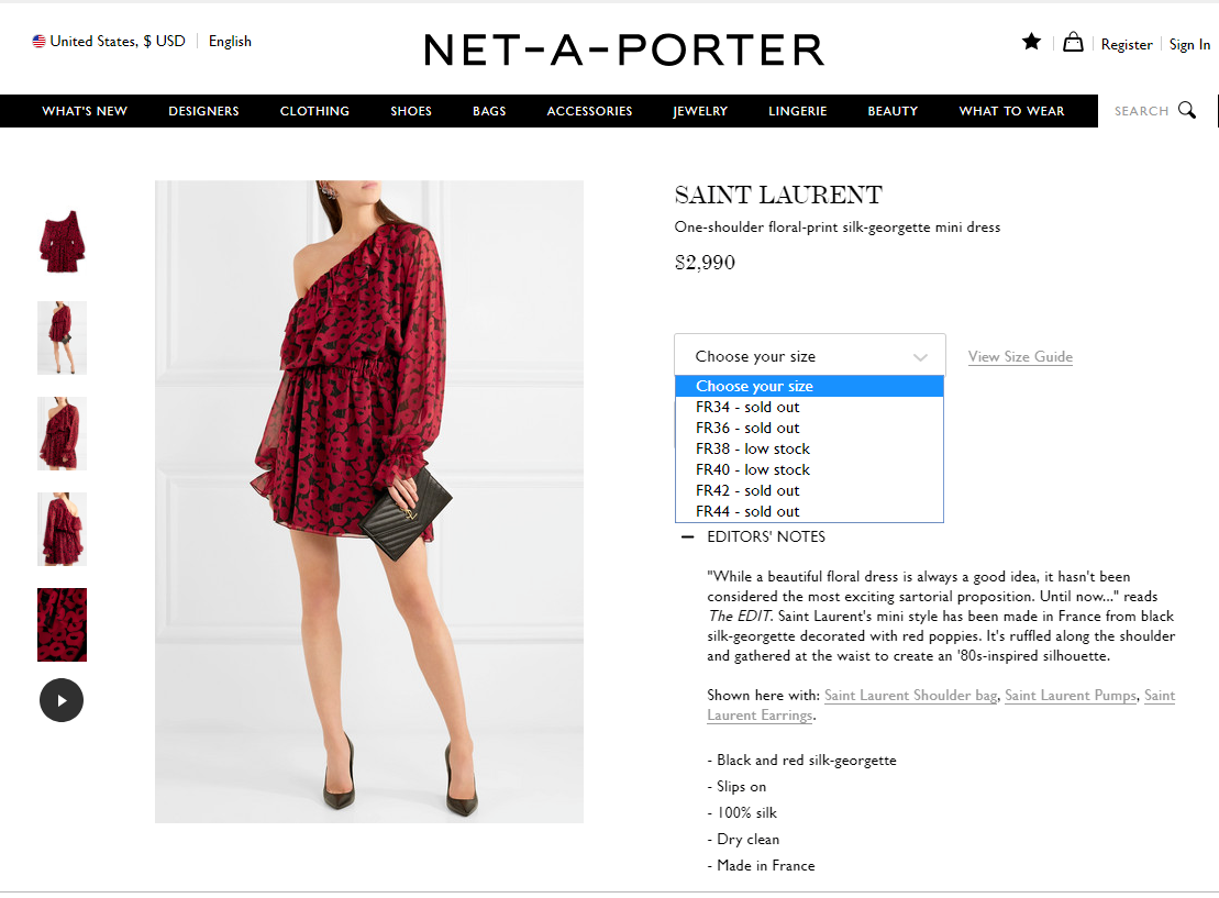 🆕️SAINT LAURENT POPPY Print Georgette Silk ONE-SHOULDER 🆕️SAINT LAURENT POPPY Print Georgette Silk ONE-SHOULDER